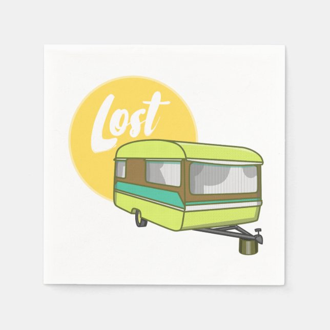Serviette En Papier Style Caravan Lost Retro Seventies (Devant)