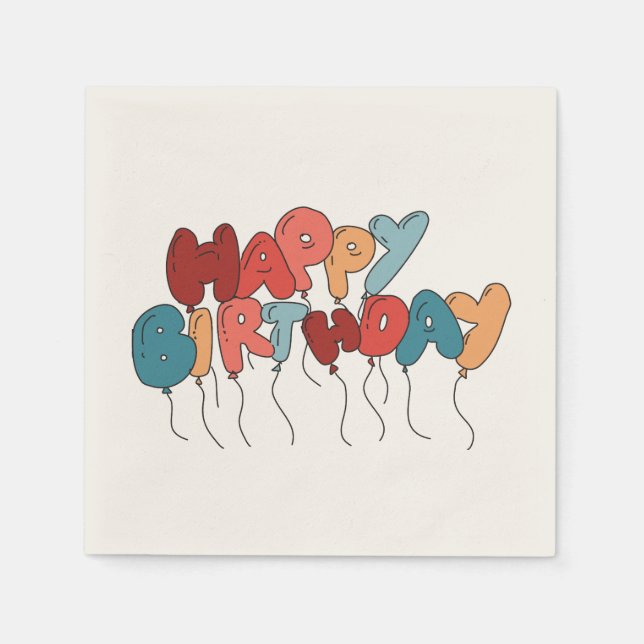 Serviette En Papier Style Cartoon Joyeuses lettres de ballons d'annive (Devant)