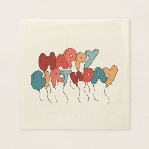 Serviette En Papier Style Cartoon Joyeuses lettres de ballons d'annive