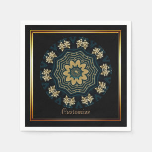 Serviette En Papier Style chic or et vert asiatique