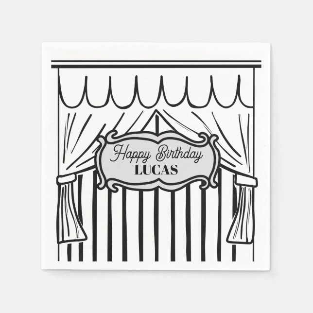 Serviette En Papier Style comique de fête d'anniversaire 2D (Devant)