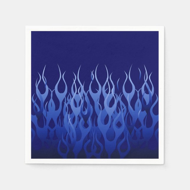 Serviette En Papier Style cool Blue Racing Flames (Devant)