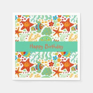 Serviette En Papier Style de dessin coloré pour animaux de mer Abstrai