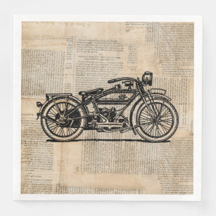 Serviette En Papier Style de texte du journal d'art de moto vintage