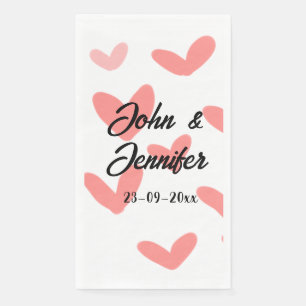 Serviette En Papier style de texte minimal simple blanc mariage cœur r