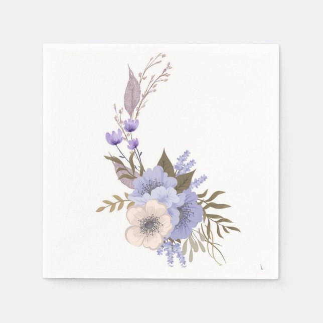 Serviette En Papier Style floral de boutique violet  (Devant)