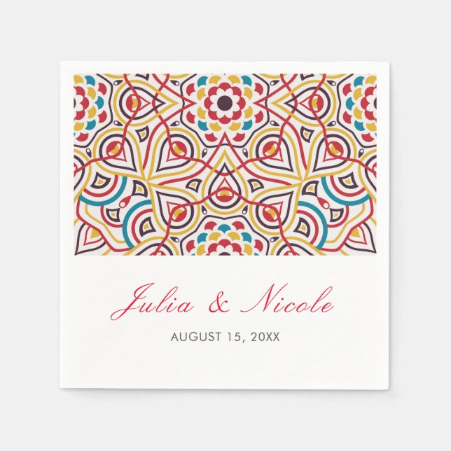 Serviette En Papier Style géométrique Étincelles Mariage métallique en (Devant)