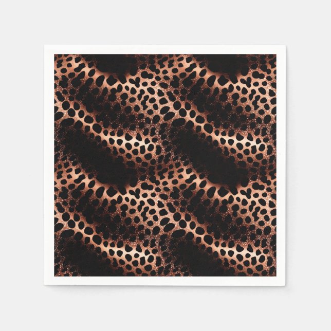 Serviette En Papier Style Glam Rose Gold Black Leopard (Devant)