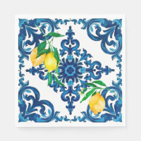 style italien, mosaïque, bleu, citron,