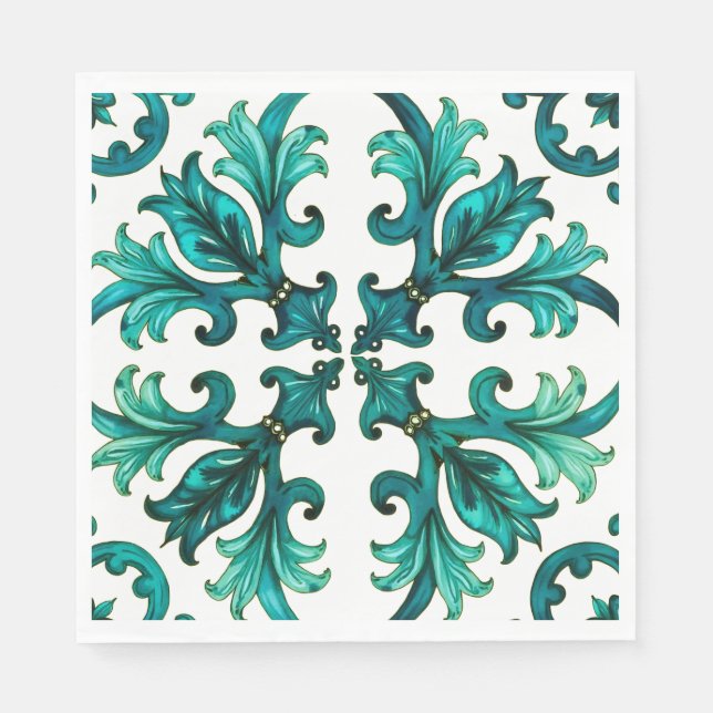 Serviette En Papier Style italien, mosaïque, vert (Devant)