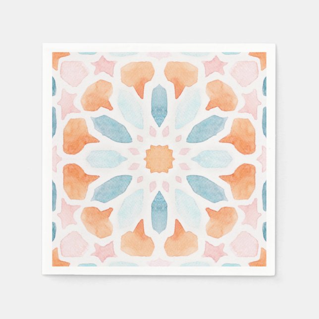 Serviette En Papier Style marocain coussin de style bleu et orange 2 (Devant)