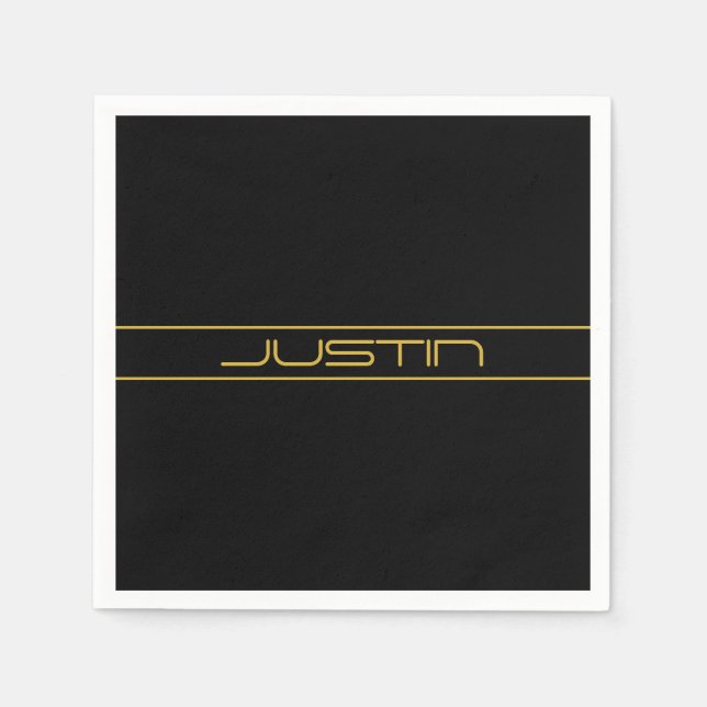 Serviette En Papier Style moderne et modifiable Texte Or & Grilles (Devant)