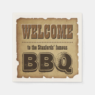 Serviette En Papier Style occidental Bienvenue dans notre barbecue (pe