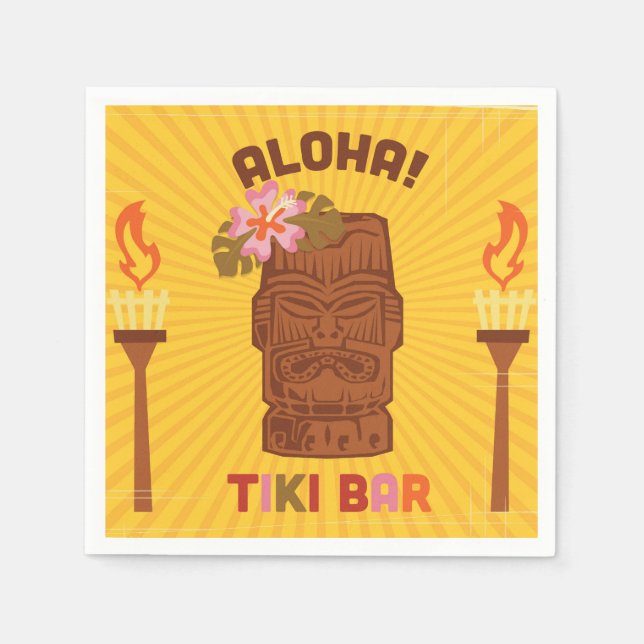 Serviette En Papier Style rétro Aloha Tiki Bar (Devant)