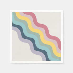 Serviette En Papier Style rétro couleur diagonale vagues design