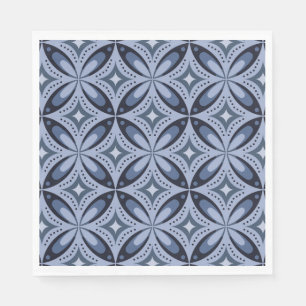 Serviette En Papier Style rétro Motif géométrique bleu