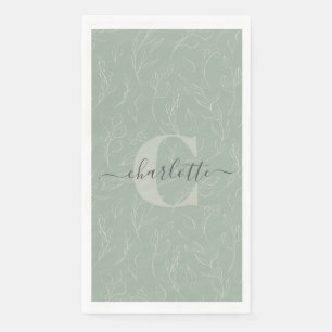 Serviette En Papier Style rustique Sage vert Botanique Nom floral