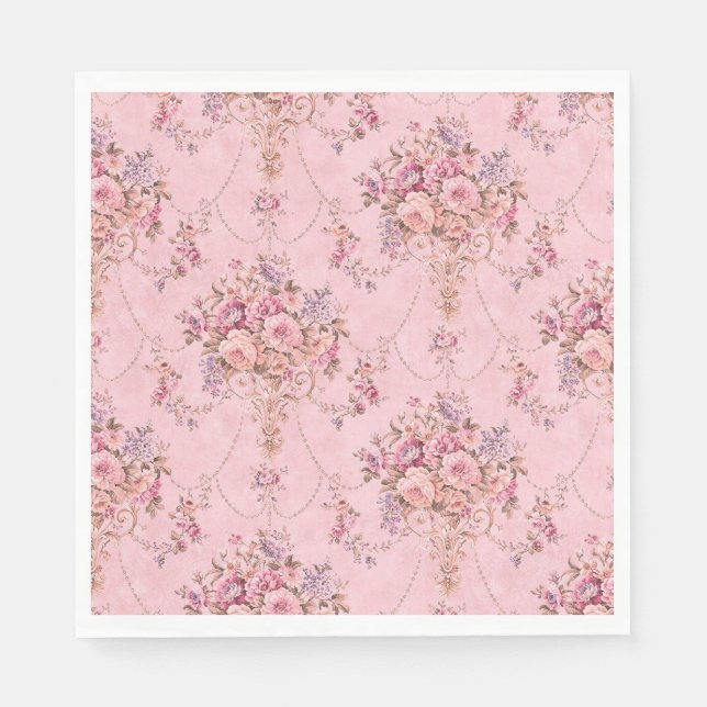Serviette En Papier Style victorien rose français antique Rococo flora (Devant)
