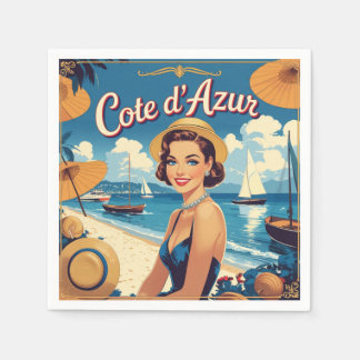 Serviette En Papier Style vintage Côte d'Azur Beach Girl