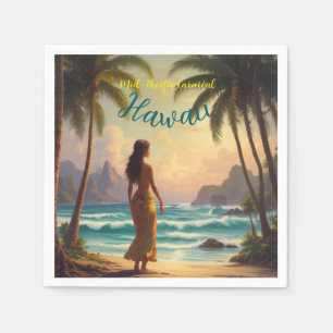 Serviette En Papier Style vintage Hawaiian Travel Honolulu Hula Girl
