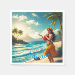 Serviette En Papier Style vintage Hawaiian Travel Honolulu Hula Girl