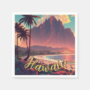 Serviette En Papier Style vintage Hawaiian Travel Honolulu Mid-Pacific