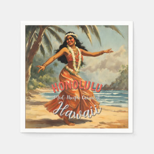Serviette En Papier Style vintage Hawaiian Travel Honolulu Mid-Pacific