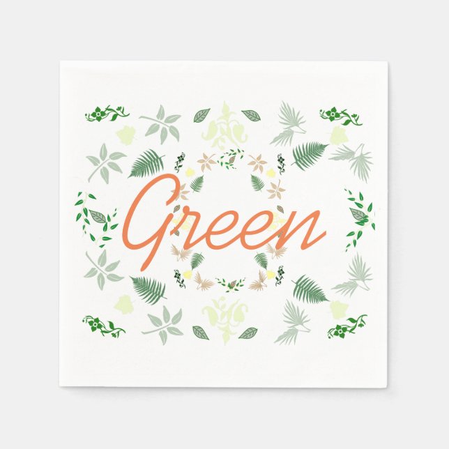 Serviette en papier stylée feuille de palmier vert (Devant)