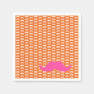 Serviette En Papier Styles colorés de moustache rose orange Preppy amu