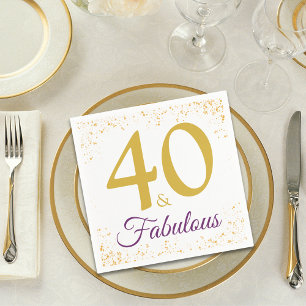 Serviette En Papier Stylish 40 ans et fete d'anniversaire or