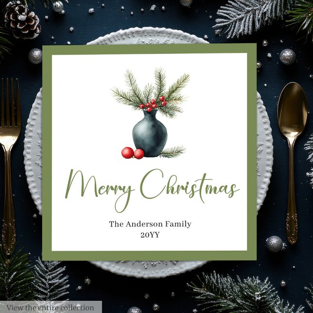 Serviette En Papier Stylish Boho Rustic Christmas Bouquet Dinner  (Stylish Boho Rustic Christmas Bouquet Dinner Napkins)