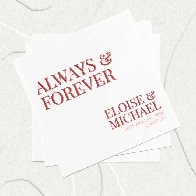 Serviette En Papier Stylish Contemporary Pink and Red Wedding (Stylish Contemporary Pink and Red Wedding Napkins)