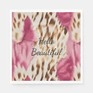 Serviette En Papier Stylish Girly Rose White Gold Zebra