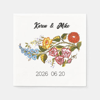 Serviette En Papier Stylish Kalocsai flowers - personalized wedding