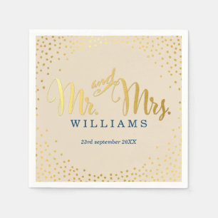 Serviette En Papier STYLISH MARIAGE mini confetti or marine ivoire