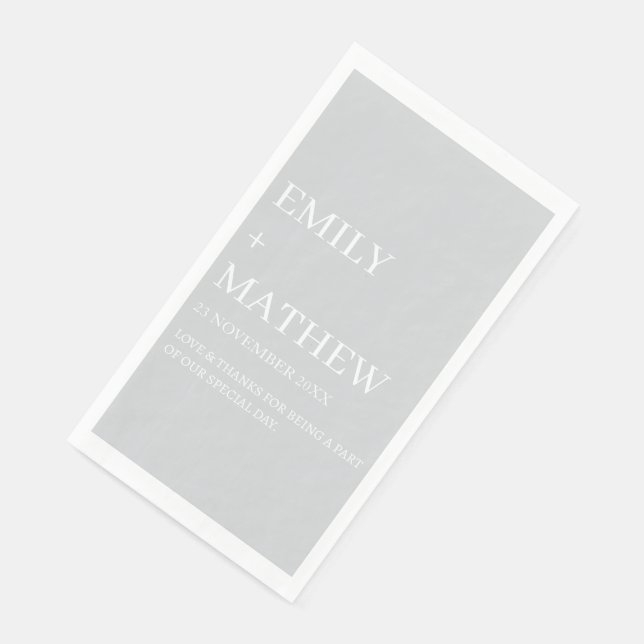 SERVIETTE EN PAPIER STYLISH MODERN CUSTOMIZED ELEGANT CLASSIC WEDDING  (Coin)
