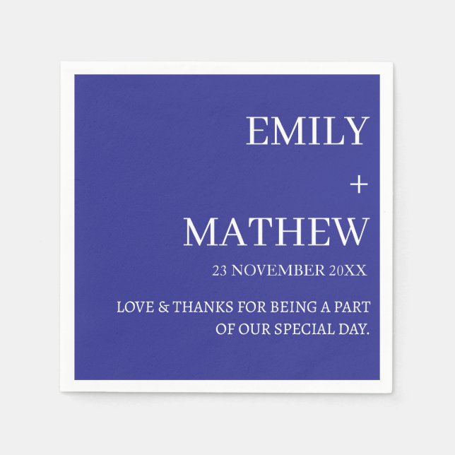 SERVIETTE EN PAPIER STYLISH MODERN CUSTOMIZED ELEGANT CLASSIC WEDDING  (Devant)