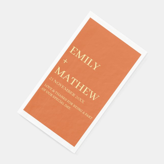 SERVIETTE EN PAPIER STYLISH MODERN CUSTOMIZED ELEGANT CLASSIC WEDDING  (Coin)