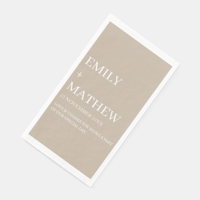 SERVIETTE EN PAPIER STYLISH MODERN CUSTOMIZED ELEGANT CLASSIC WEDDING  (Coin)