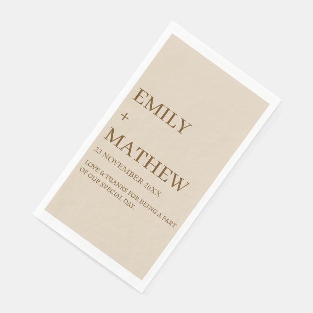 SERVIETTE EN PAPIER STYLISH MODERN CUSTOMIZED ELEGANT CLASSIC WEDDING  (Coin)