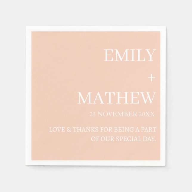 SERVIETTE EN PAPIER STYLISH MODERN CUSTOMIZED ELEGANT CLASSIC WEDDING  (Devant)