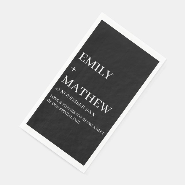 SERVIETTE EN PAPIER STYLISH MODERN CUSTOMIZED ELEGANT CLASSIC WEDDING  (Coin)