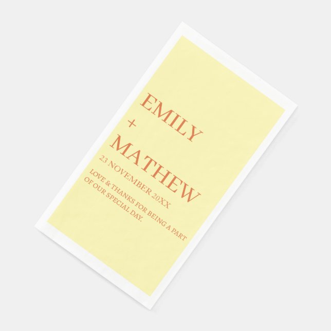 SERVIETTE EN PAPIER STYLISH MODERN CUSTOMIZED ELEGANT CLASSIC WEDDING  (Coin)