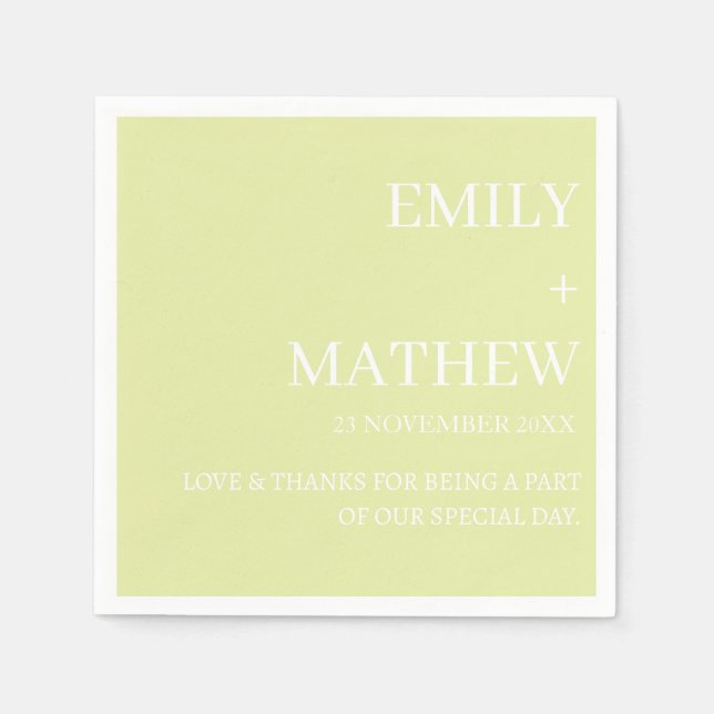 SERVIETTE EN PAPIER STYLISH MODERN CUSTOMIZED ELEGANT CLASSIC WEDDING  (Devant)