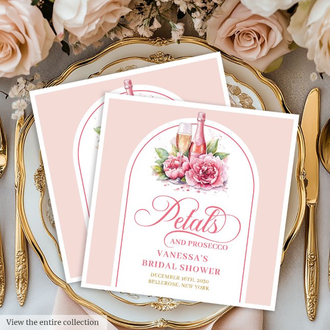 Serviette En Papier Stylish Petals and Prosecco Personalized Napkins (Stylish Petals and Prosecco Personalized Napkins)