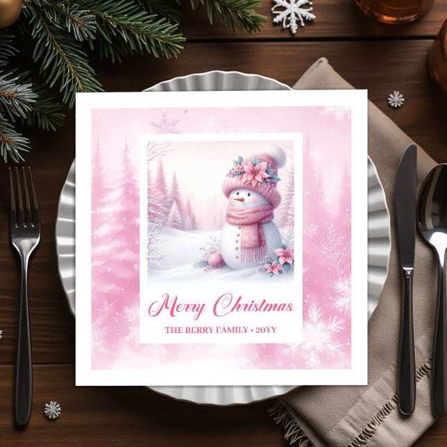 Serviette En Papier Stylish Pinkmas Kids Christmas Scene Winter Forest (Stylish Pinkmas Kids Christmas Scene Winter Forest Christmas Napkins

)