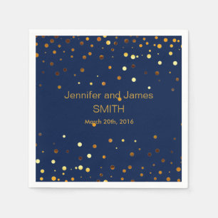 Serviette En Papier STYLISH TABLE MARIAGE Blue Gold Parties scintillan