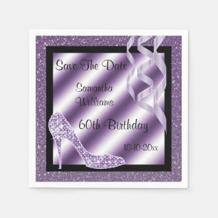 Serviette En Papier Stylisme Lilac Stiletto & Streamers 60e anniversai