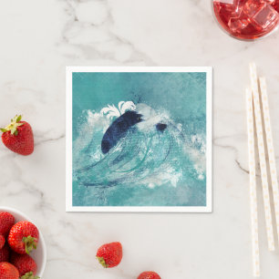 Serviette En Papier Sublimation d'onde Eau marémotrice bleu-vert