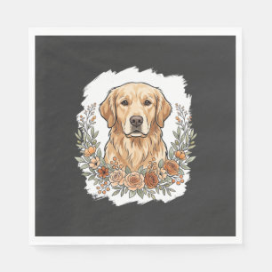 Serviette En Papier Sublimation Retriever Doré Floral